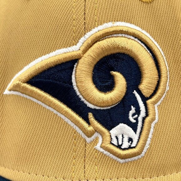 Reebok NFL St. Louis LA Rams Cap Hat Navy & Gold Fitted Stretch Elastic OSFA - Picture 8 of 15